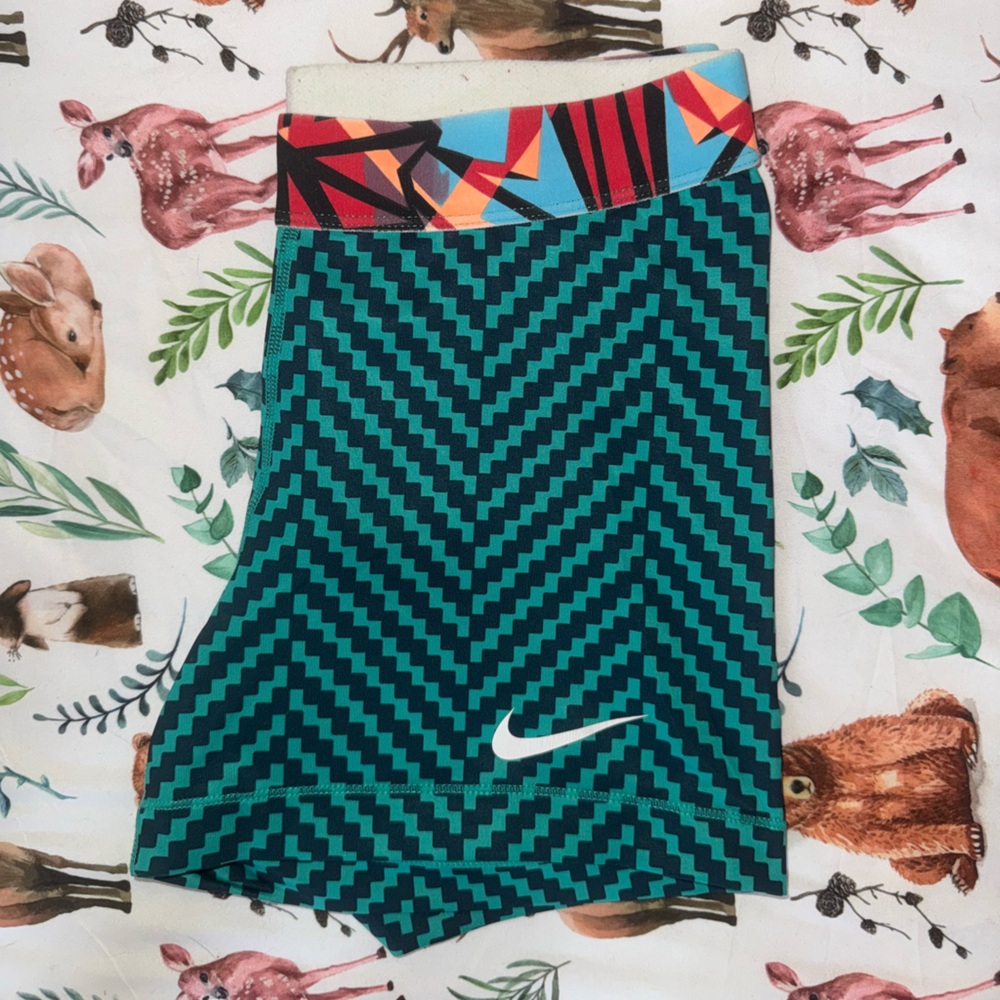 Nike Teal and Multicolor Patterned Shorts